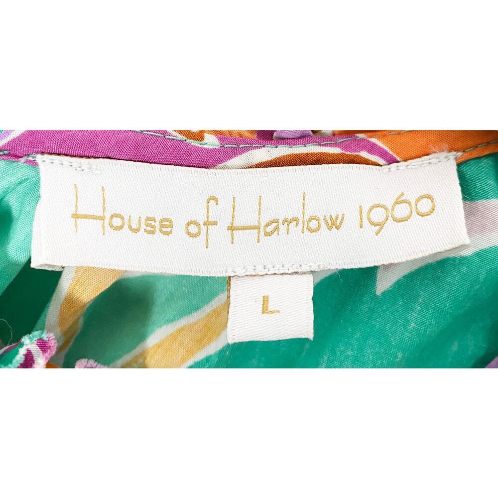 House of Harlow 1960 Women's Tired Ruffle Mini Dress Coltraihe Green Tropical - Picture 9 of 11